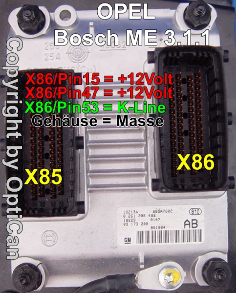 Bosch ME 3.1.1 (Opel) pinout diagram 1